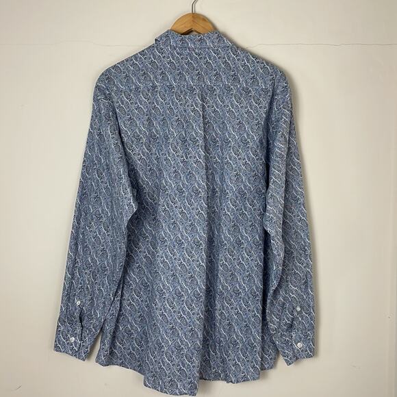 Roundtree & Yorke Blue Paisley Shirt Size L - Picture 3 of 8